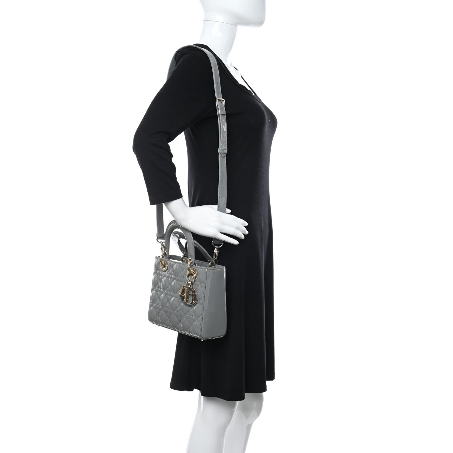 Christian Dior Patent Cannage Small Lady Dior Grey 2 of 18