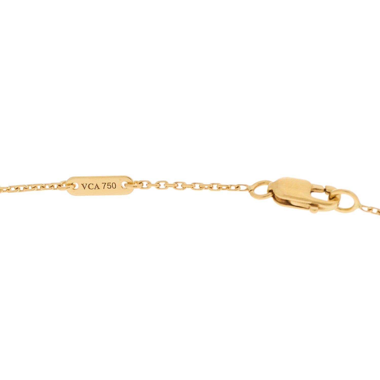 Van Cleef & Arpels 18K Yellow Gold Mother of Pearl Oval Pendant Necklace 5 of 5