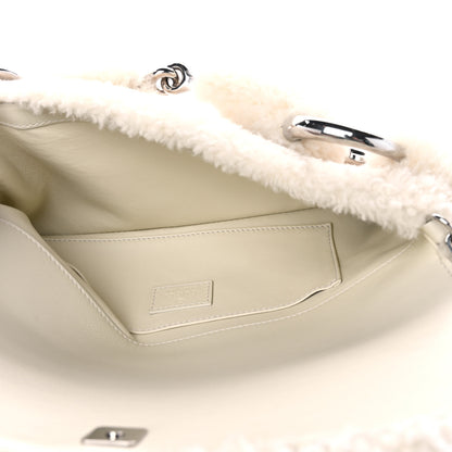 Gucci Merino Wool Medium Maxi Horsebit Chain Shoulder Bag Off White 5 of 9