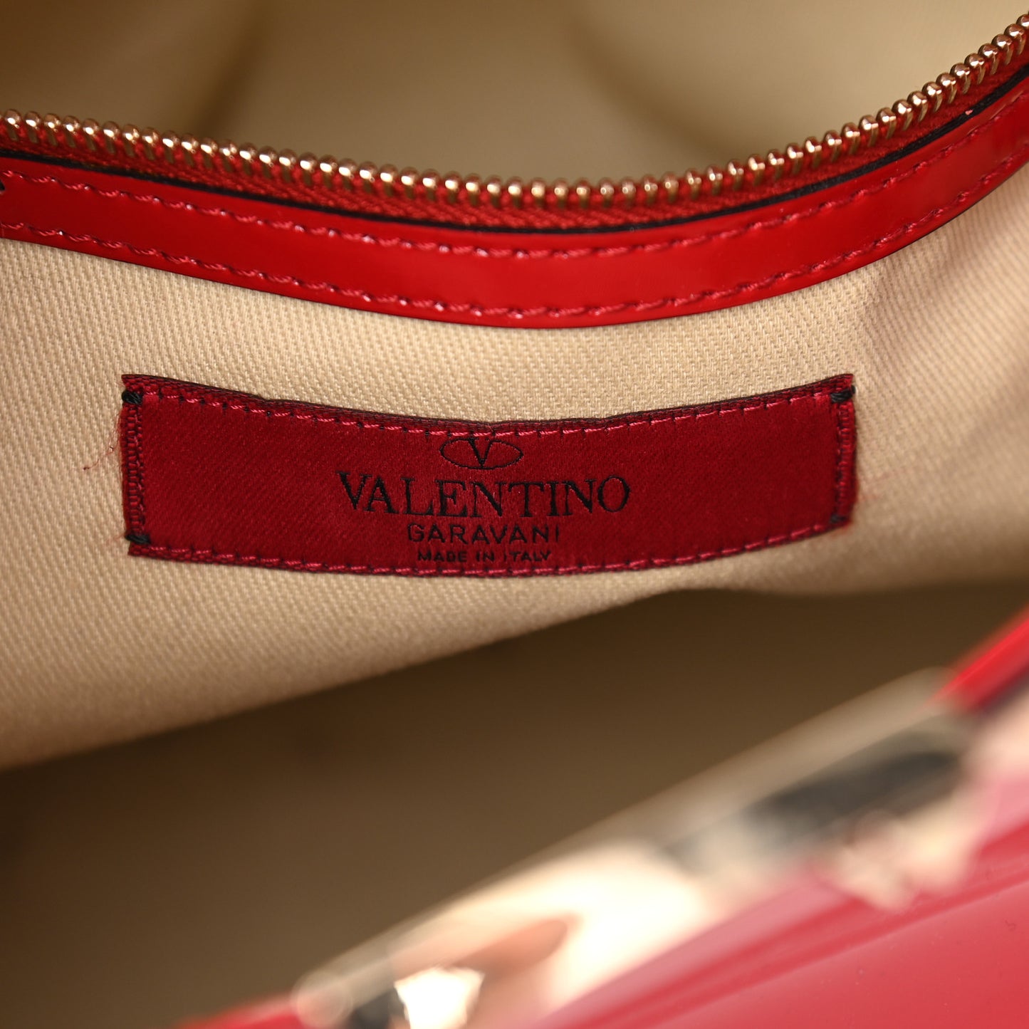 Patent Rockstud Dome Satchel Red