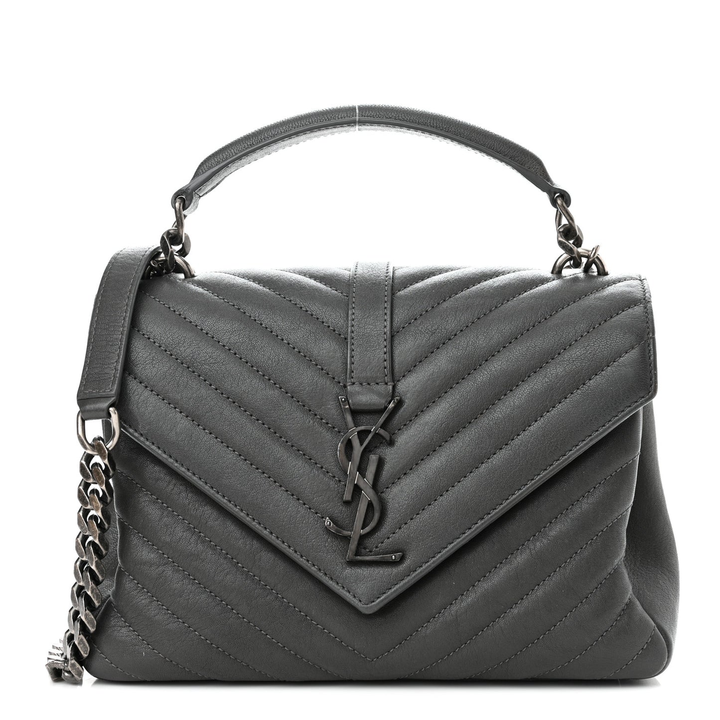 Sheepskin Matelasse Chevron Monogram Medium College Bag Storm