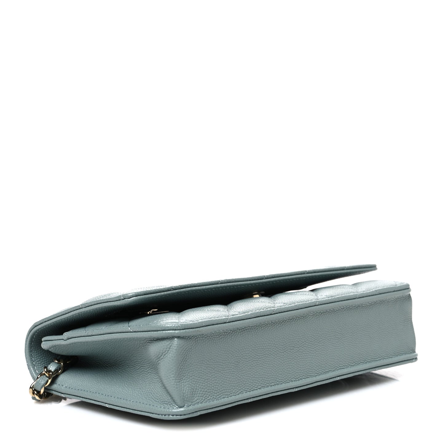 Caviar Quilted Wallet on Chain WOC Grey