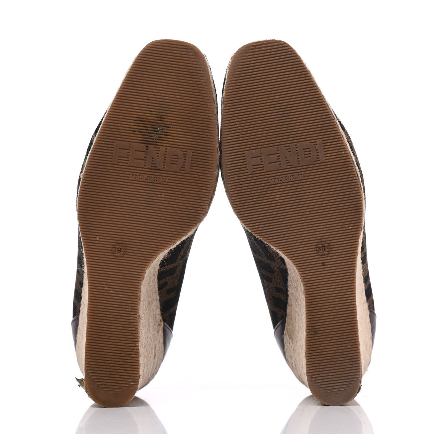Fendi Zucca Raffia Zeppa Wedge Sandals 39.5 Tobacco 5 of 21