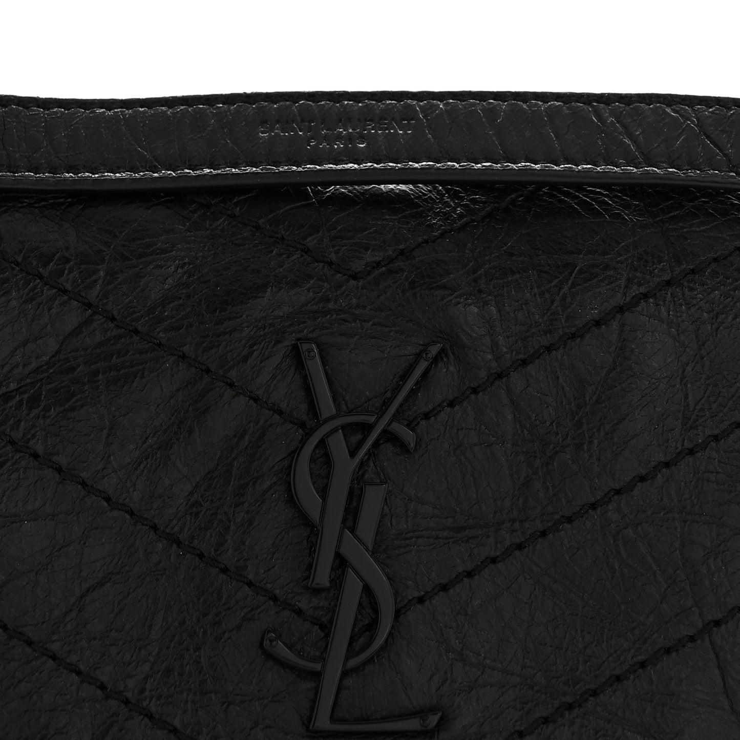 Crinkled Calfskin Matelasse Monogram Baby Niki Chain Satchel Black