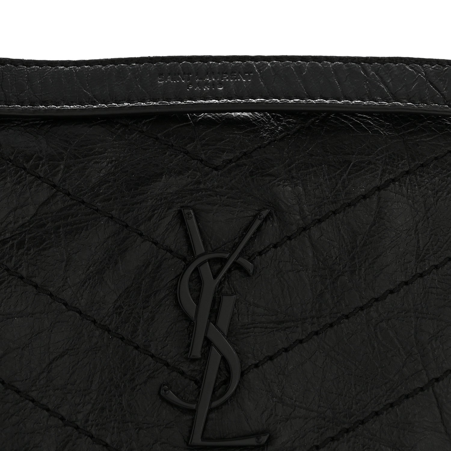 Saint Laurent Crinkled Calfskin Matelasse Monogram Baby Niki Chain Satchel Black 8 of 14