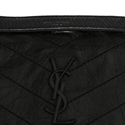 Saint Laurent Crinkled Calfskin Matelasse Monogram Baby Niki Chain Satchel Black 8 of 14
