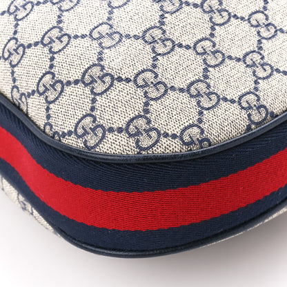 Gucci GG Supreme Monogram Textured Calfskin Web Large Attache Shoulder Bag Beige Blue 11 of 13