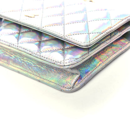 Chanel Iridescent Goatskin Quilted Wallet On Chain WOC Silver 9 of 10