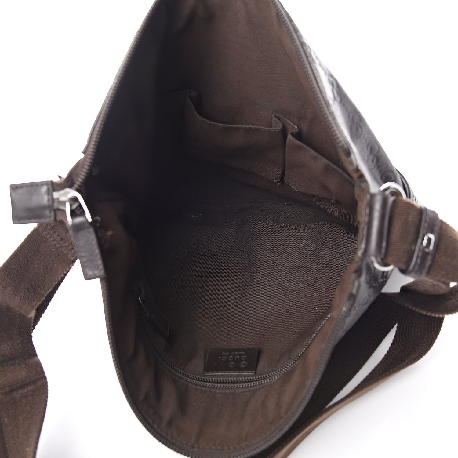 Gucci Guccissima Crossbody Messenger Bag Dark Brown 5 of 13