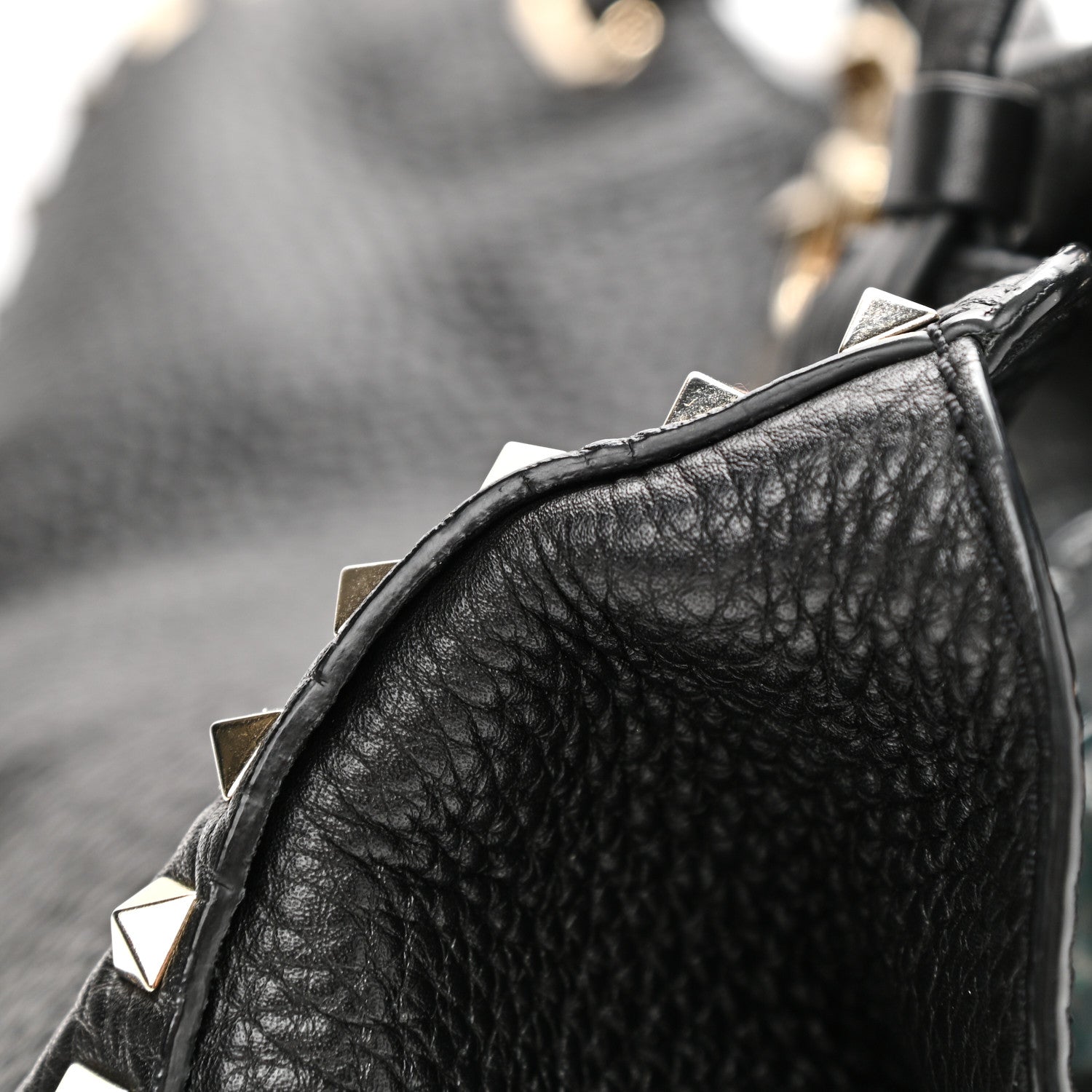 Valentino Garavani Pebbled Calfskin Medium Rockstud Tote Black 12 of 12