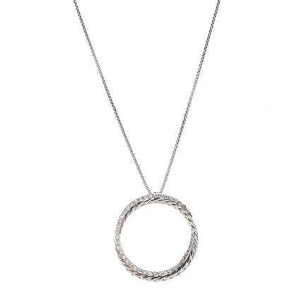 David Yurman Sterling Silver Diamond Crossover Circle Pendant Necklace 4 of 6