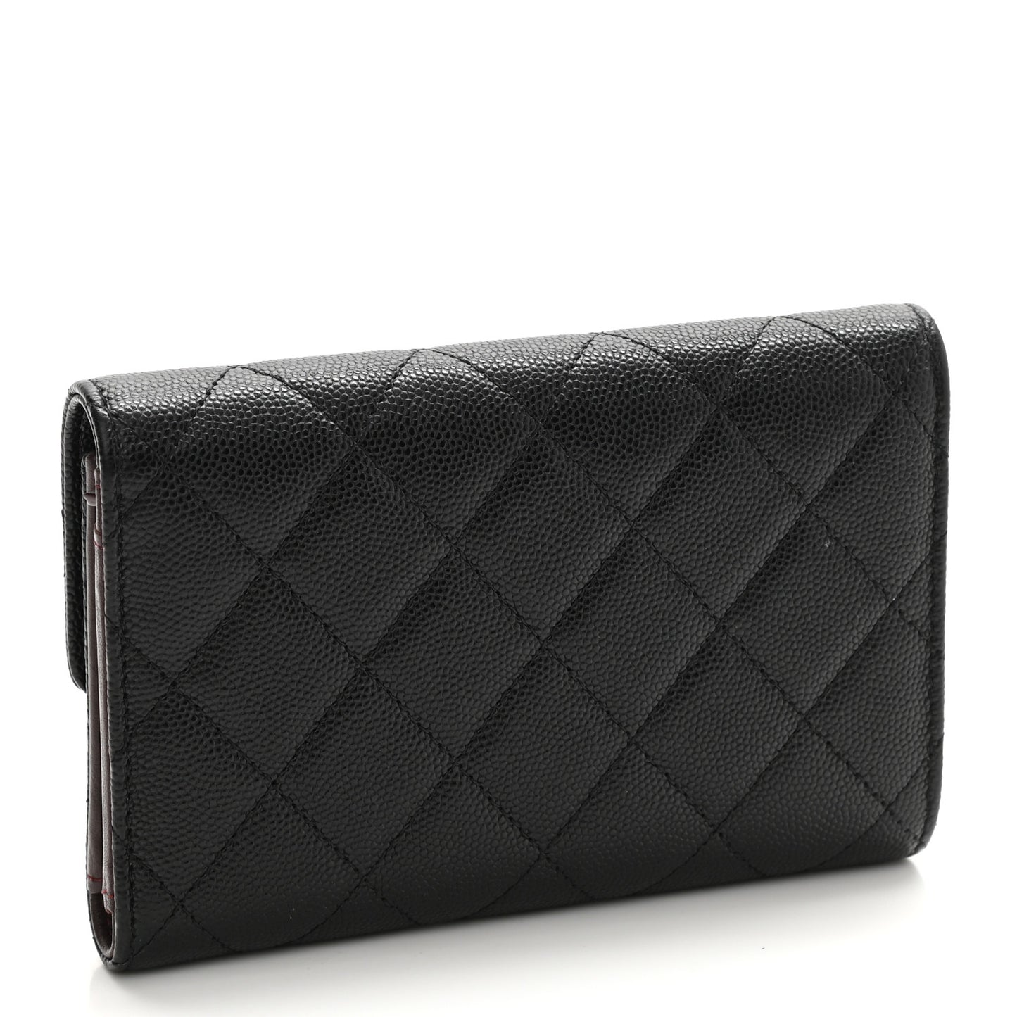 Caviar Quilted Medium Flap Wallet Black