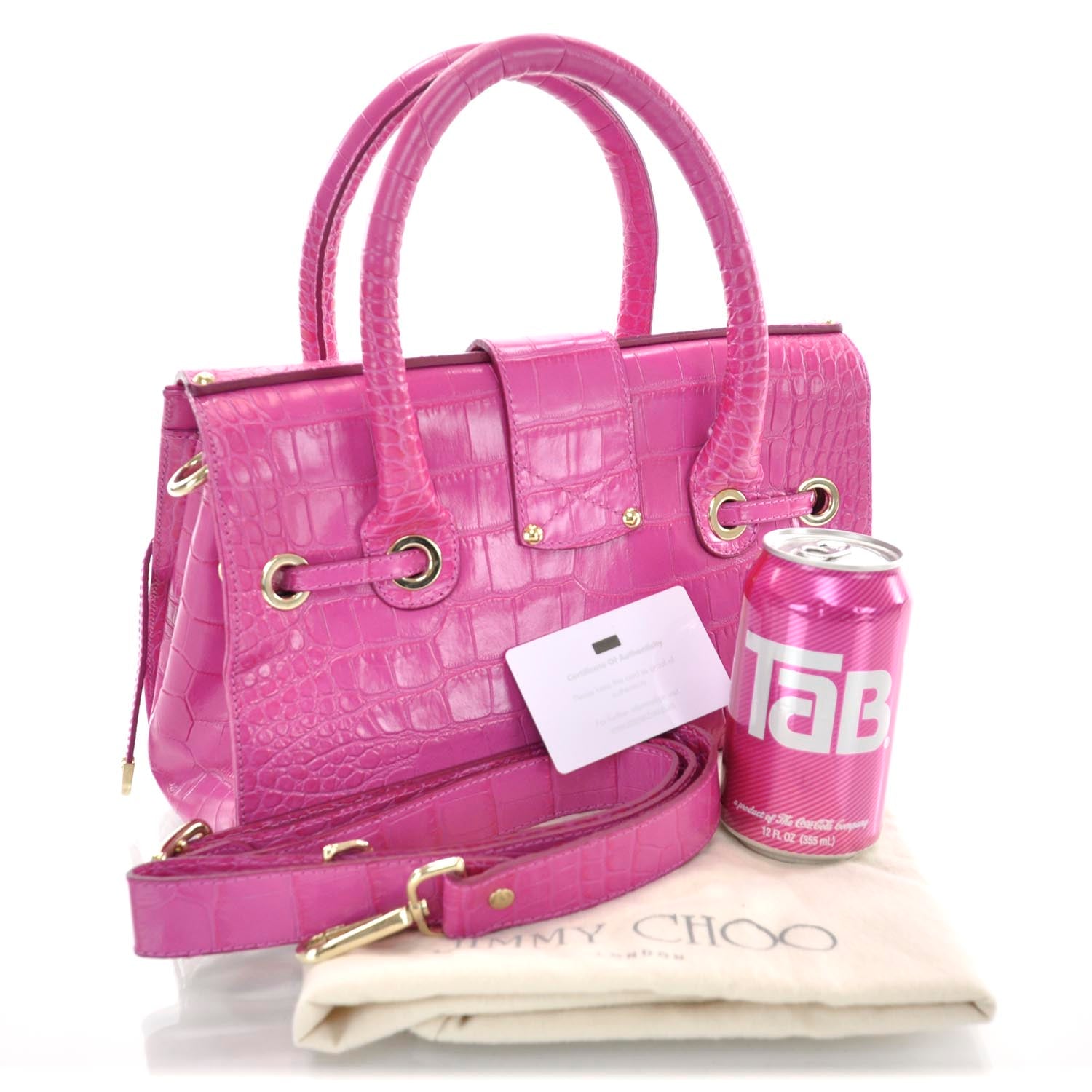 Jimmy Choo Crocodile Embossed Rosalie Fuchsia 3 of 10