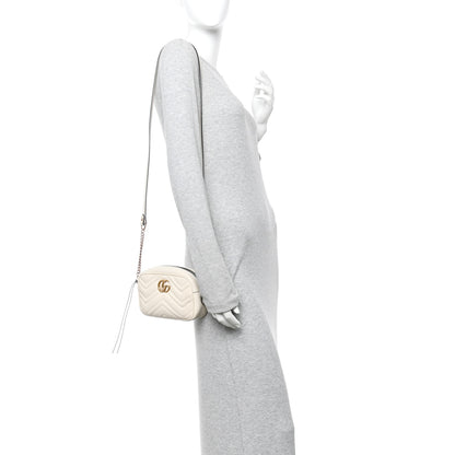 Gucci Calfskin Matelasse Mini GG Marmont Chain Shoulder Bag White 2 of 10