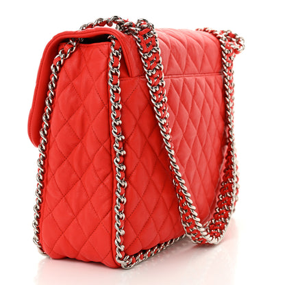 Chanel Washed Lambskin Quilted Maxi Chain Around Flap Red 3 of 12