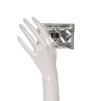 Chanel Metallic Aged Calfskin Quilted Reissue Card Holder Silver 2 of 10