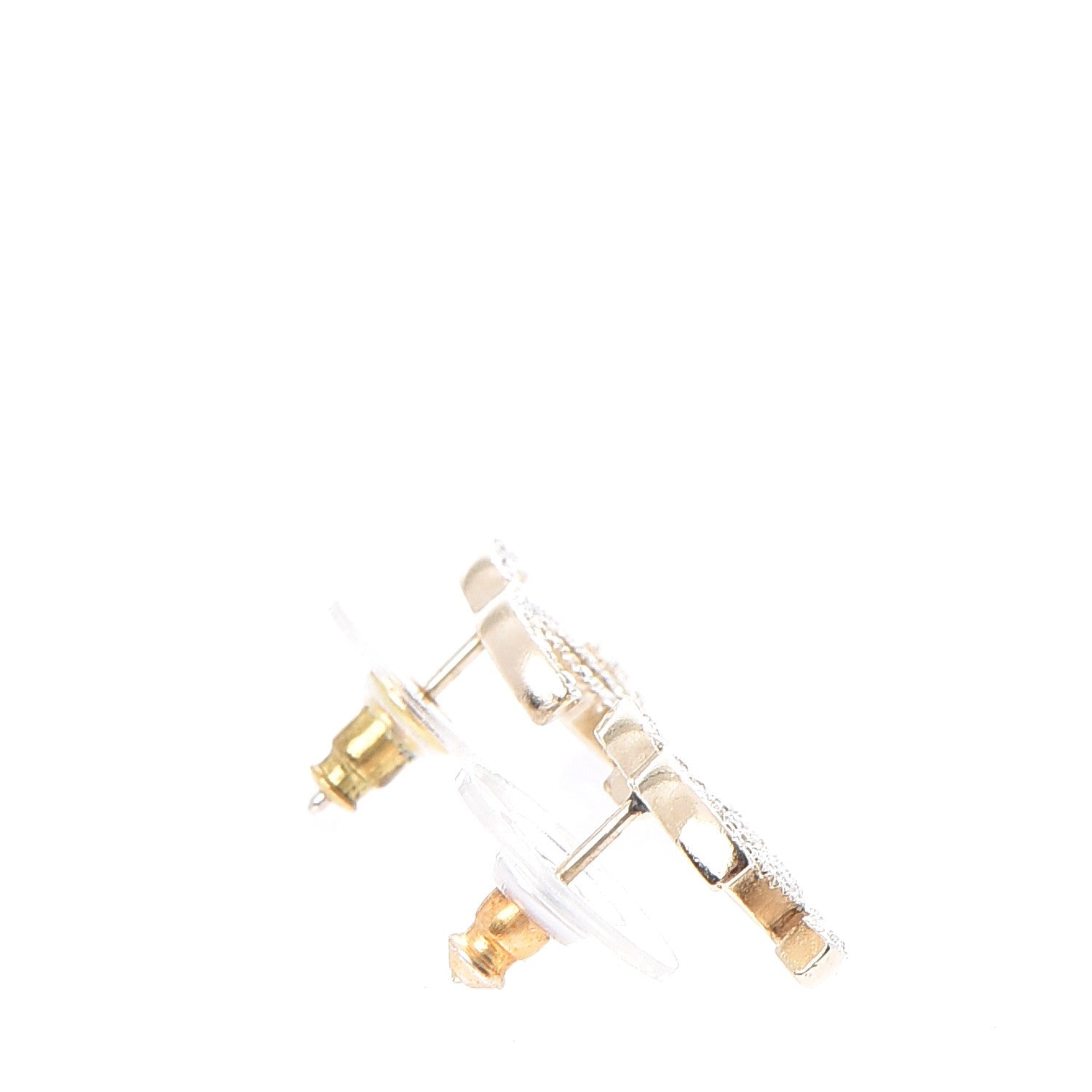 Chanel Crystal CC Earrings Gold 3 of 7
