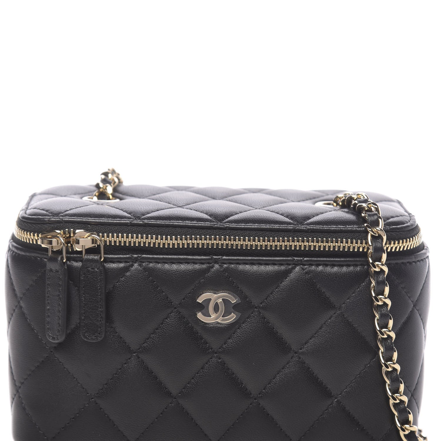 Chanel Lambskin Quilted Small Vanity Case With Chain Black 8 of 11