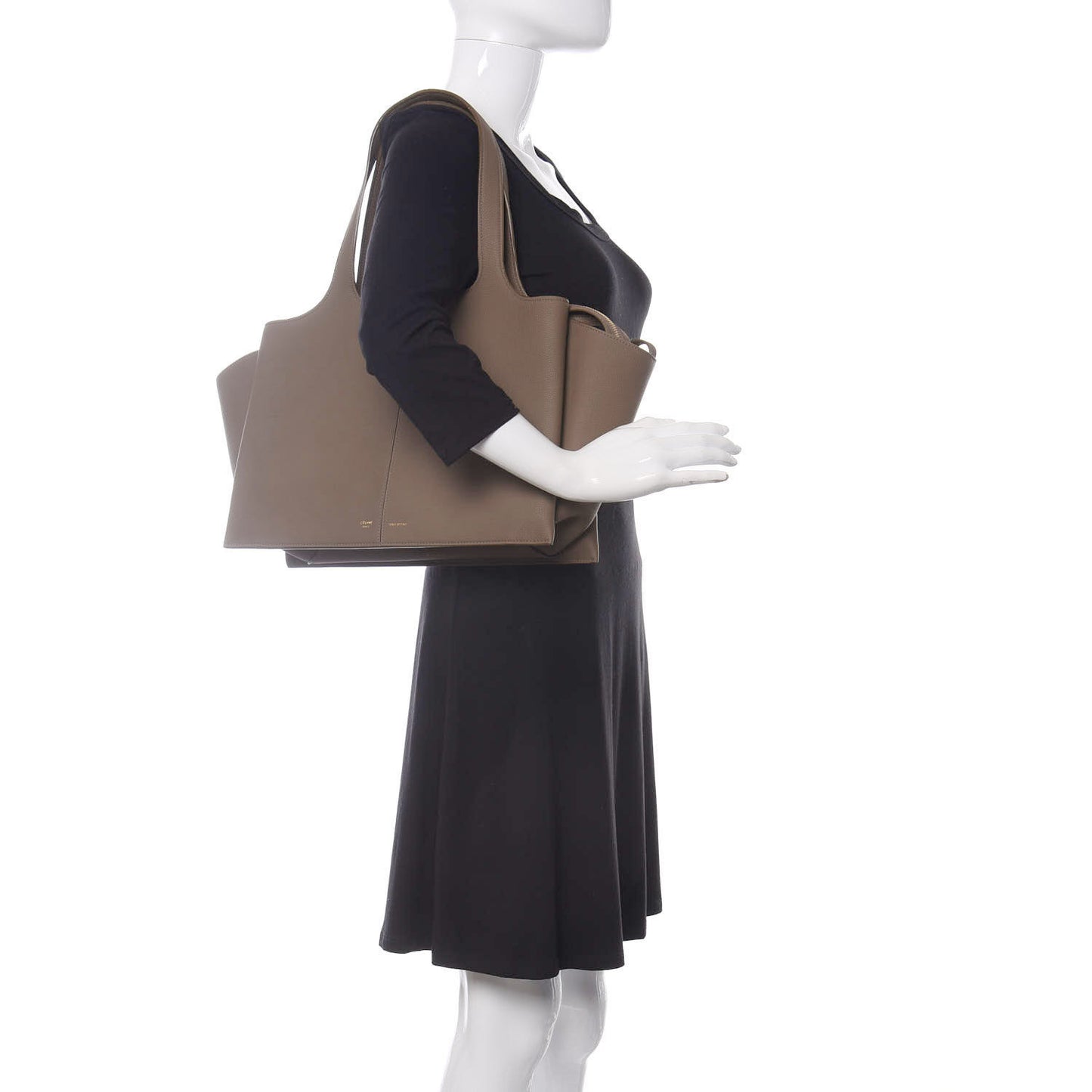 Baby Grained Calfskin Medium Tri-Fold Bag Taupe