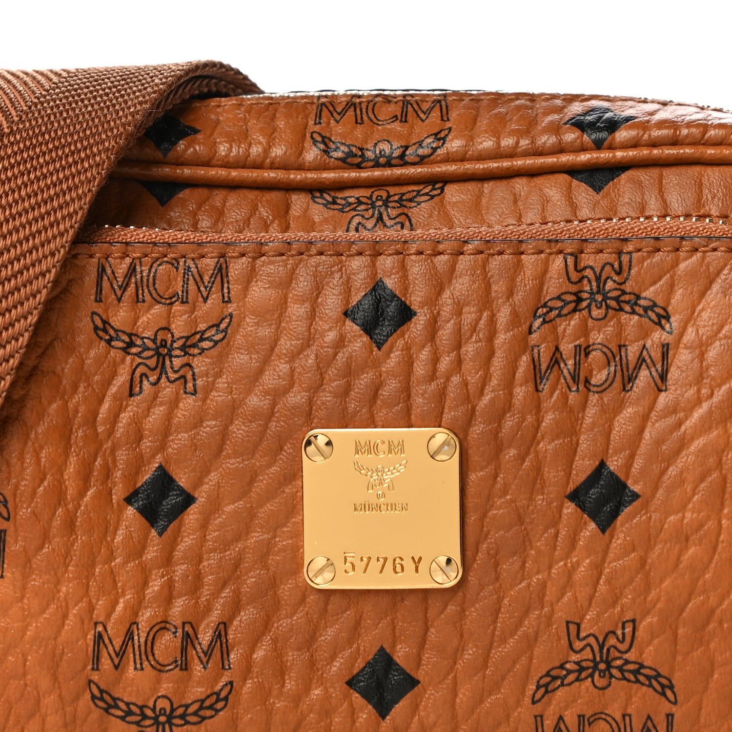 MCM Visetos Camera Crossbody Bag Cognac 6 of 11