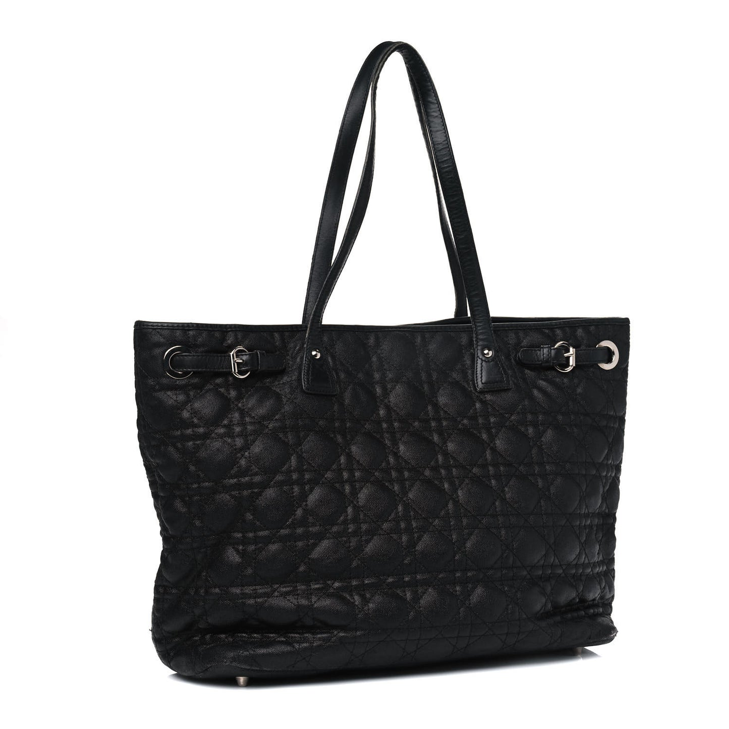 Coated Canvas Cannage Medium Panarea Tote Black