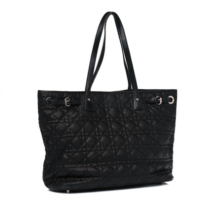 Christian Dior Coated Canvas Cannage Medium Panarea Tote Black 2 of 15