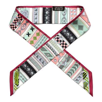 Hermes Silk Colliers De Chiens Twilly Rose Vif Vert De Eau Rose 1 of 6