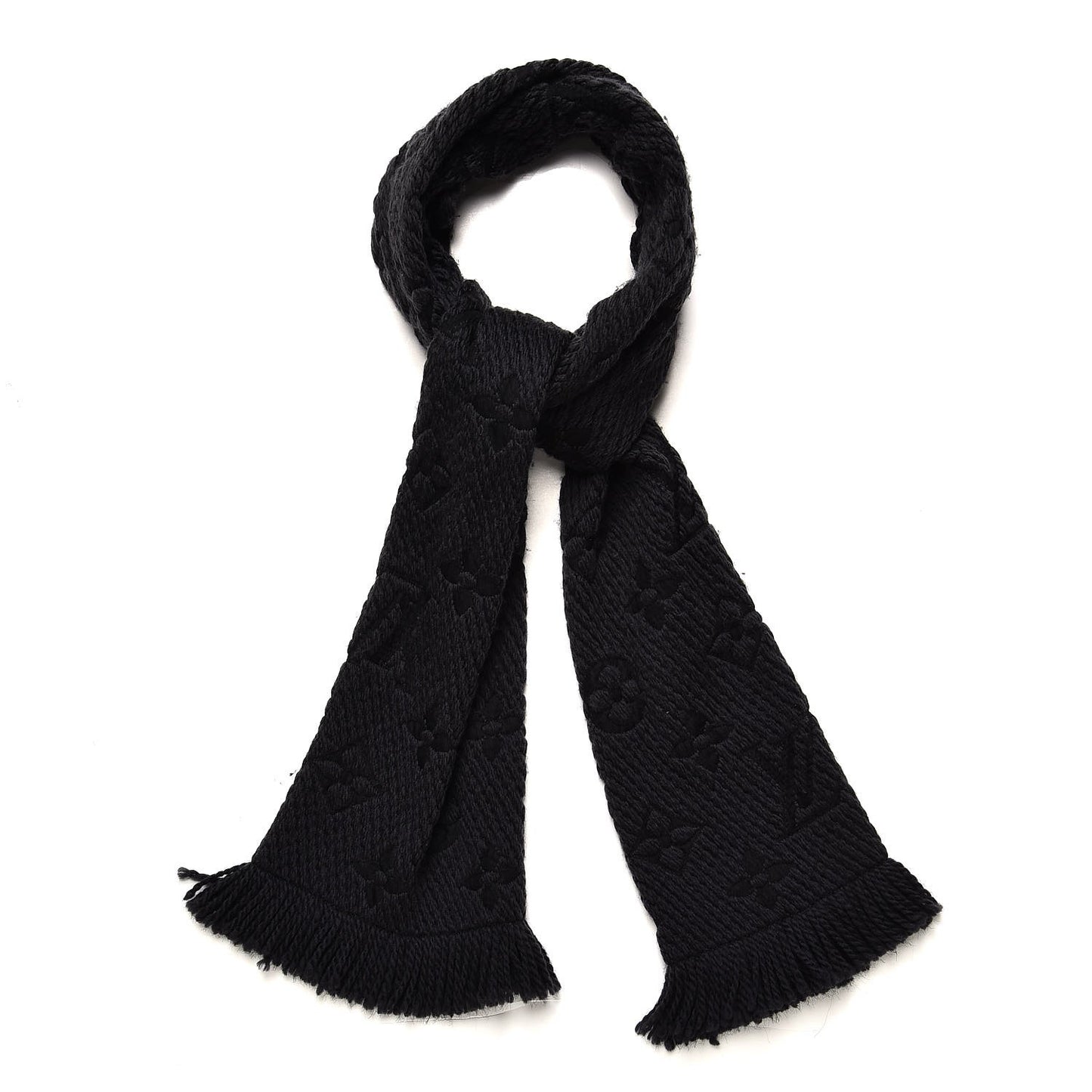 Wool Silk Logomania Scarf Charcoal Grey