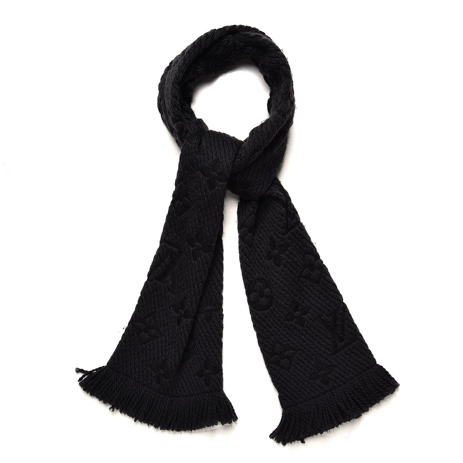 Louis Vuitton Wool Silk Logomania Scarf Charcoal Grey 1 of 7