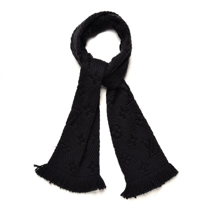 Louis Vuitton Wool Silk Logomania Scarf Charcoal Grey 1 of 7