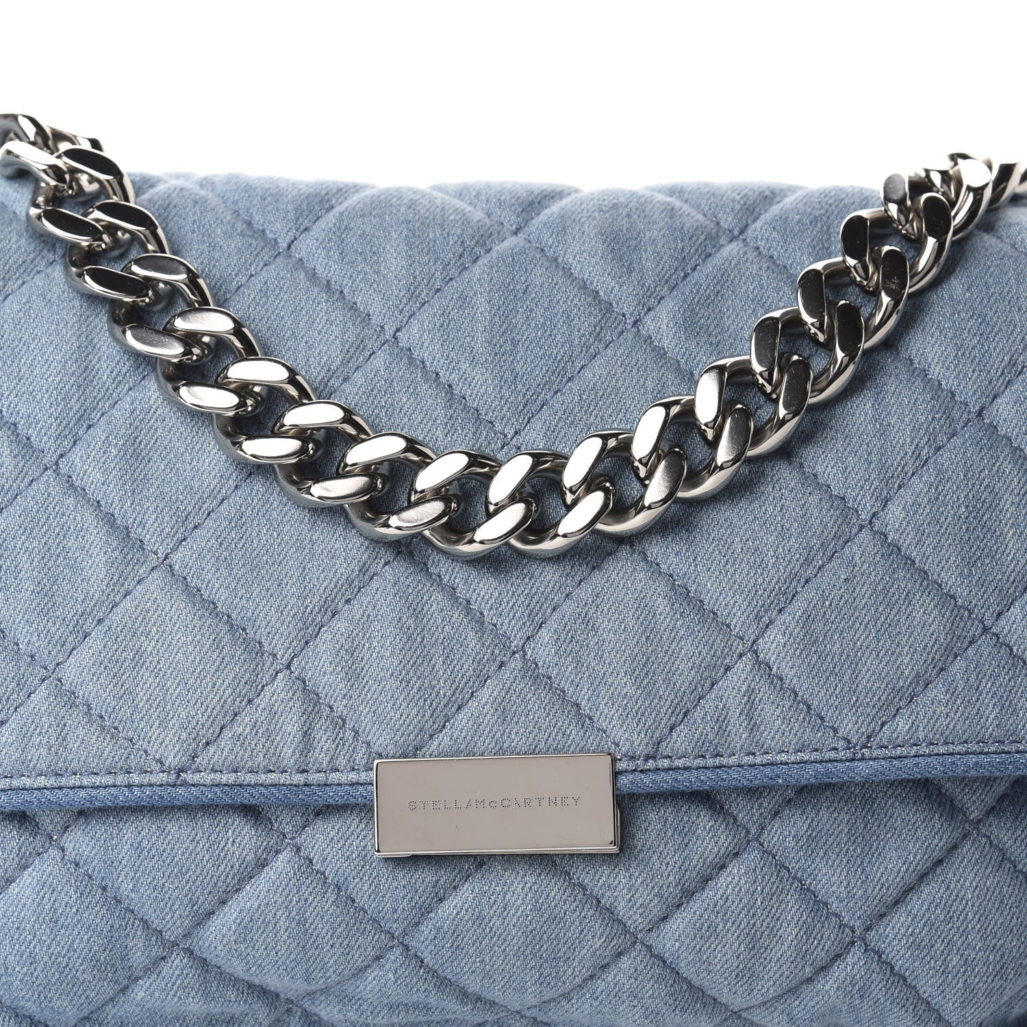 Stella McCartney Eco Denim Quilted Large Beckett Shoulder Bag Blue 10 of 10