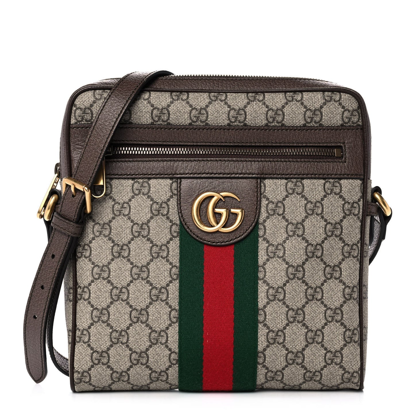 GG Supreme Monogram Web Small Ophidia Messenger Bag Brown