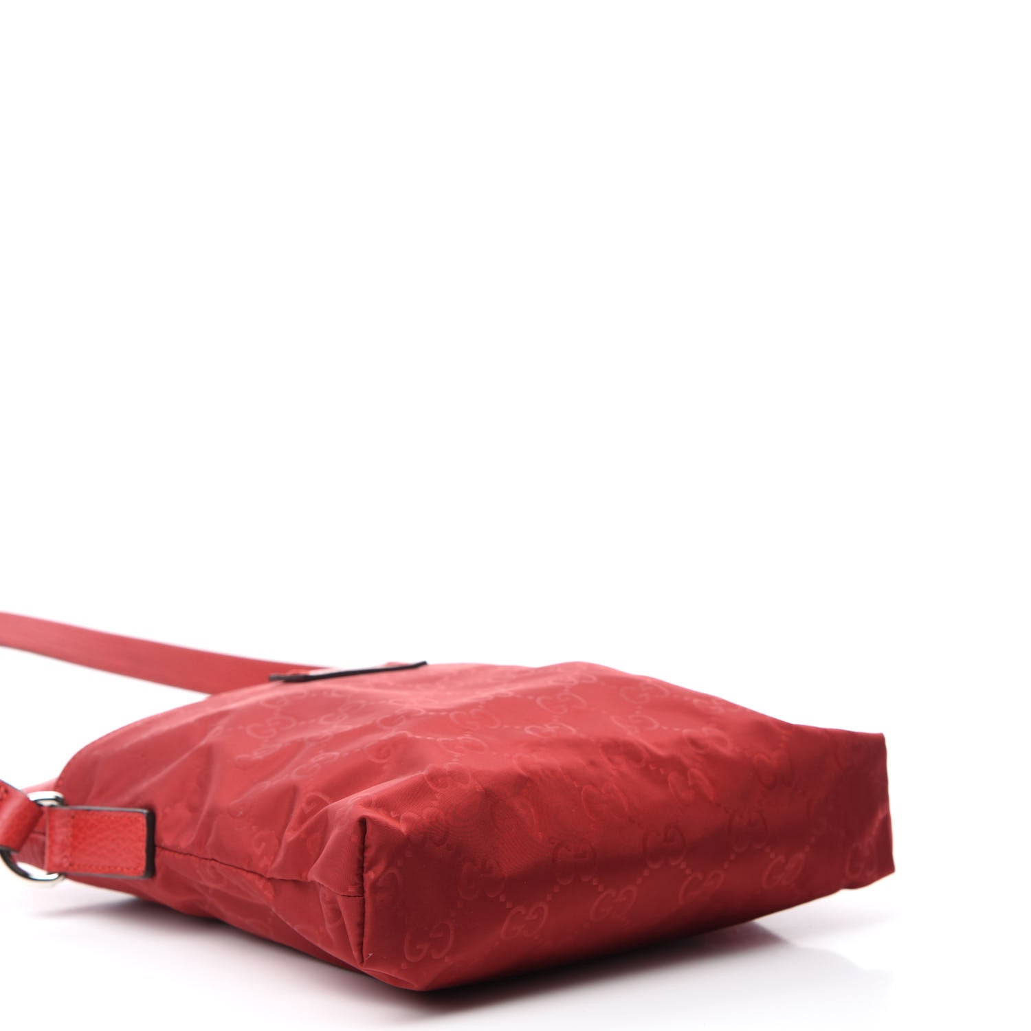 Gucci Nylon Monogram Dollar Calfskin Small Flat Messenger Bag Vibrant Red 4 of 10