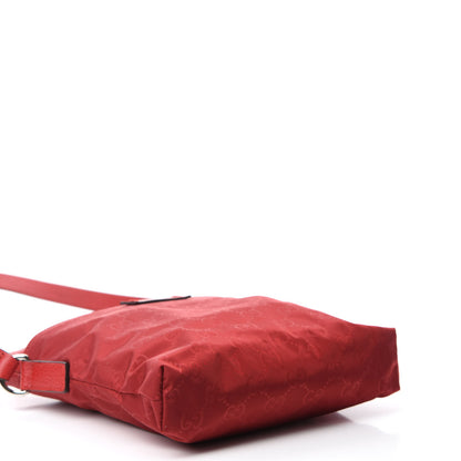 Gucci Nylon Monogram Dollar Calfskin Small Flat Messenger Bag Vibrant Red 4 of 10