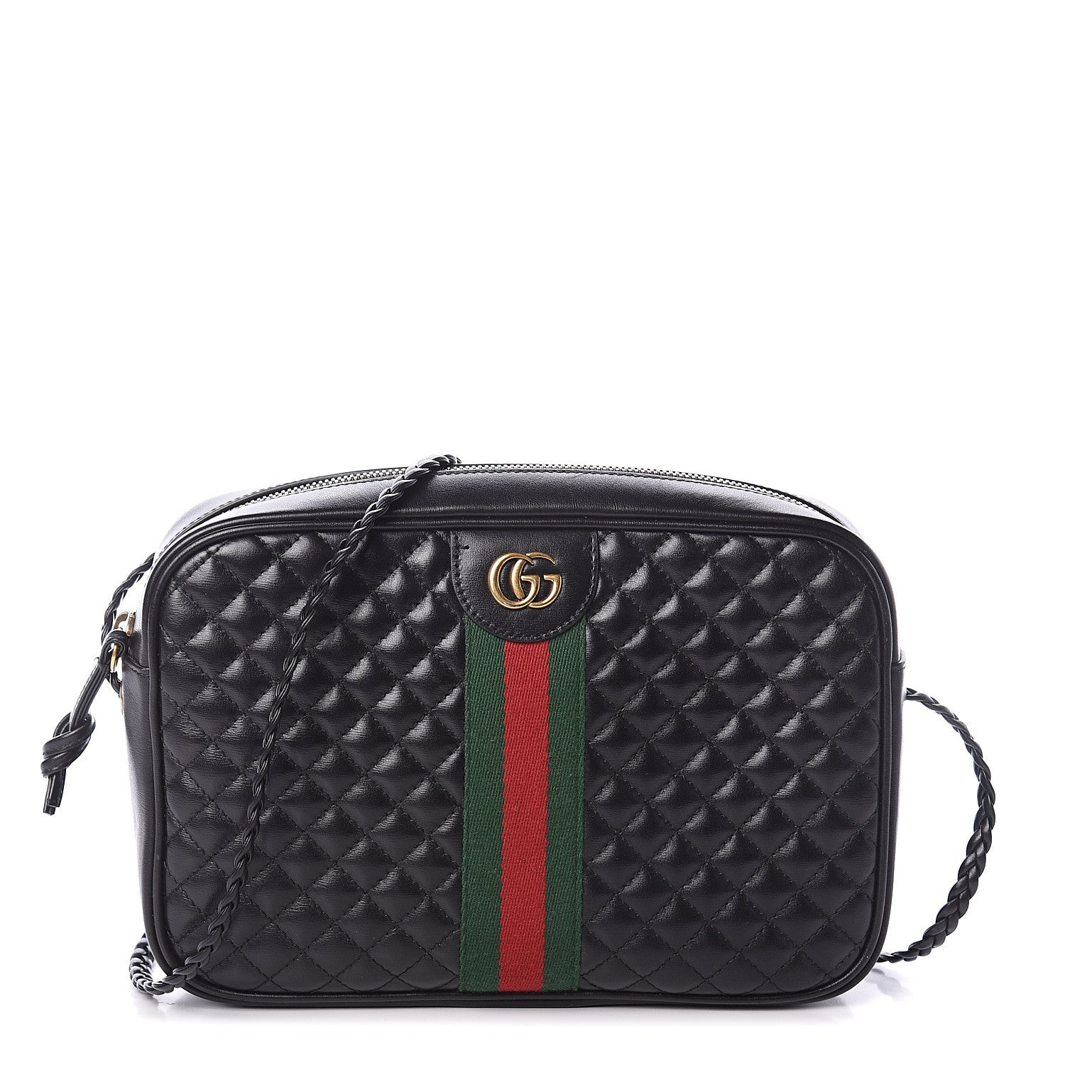 Gucci Calfskin Web Trapuntata Small GG Shoulder Bag Black 1 of 8