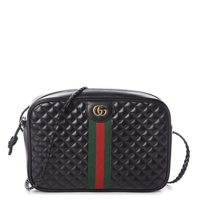 Gucci Calfskin Web Trapuntata Small GG Shoulder Bag Black 1 of 8