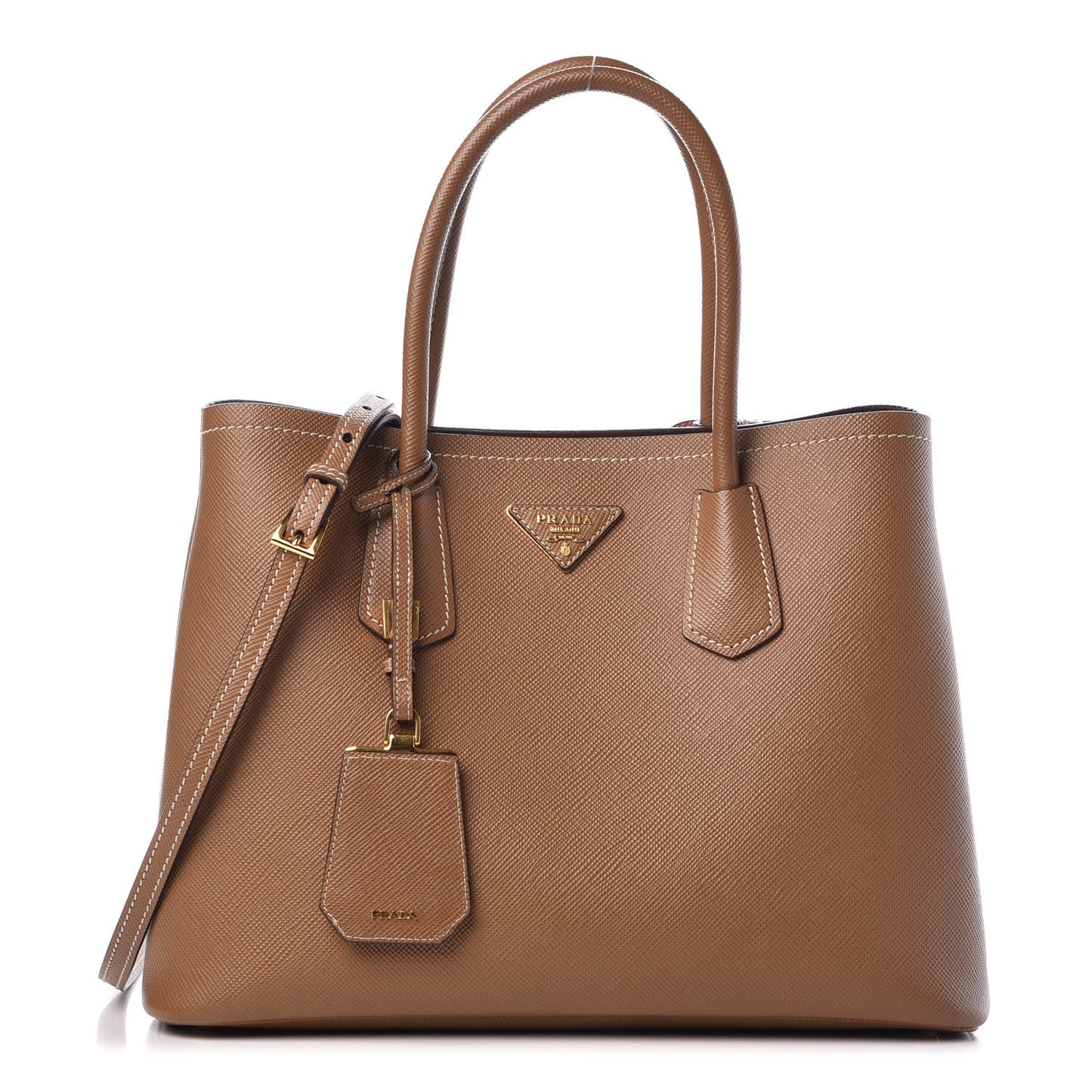 Saffiano Cuir Medium Double Bag Cannella Cocco