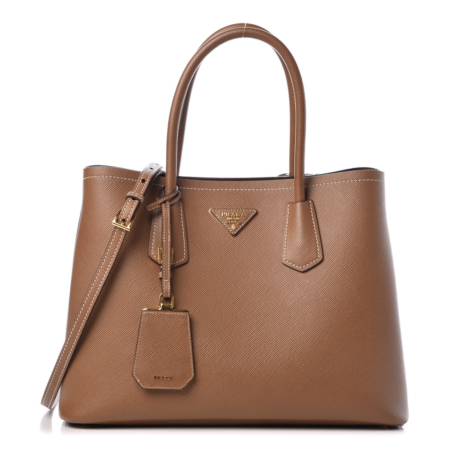 Prada Saffiano Cuir Medium Double Bag Cannella Cocco 1 of 12