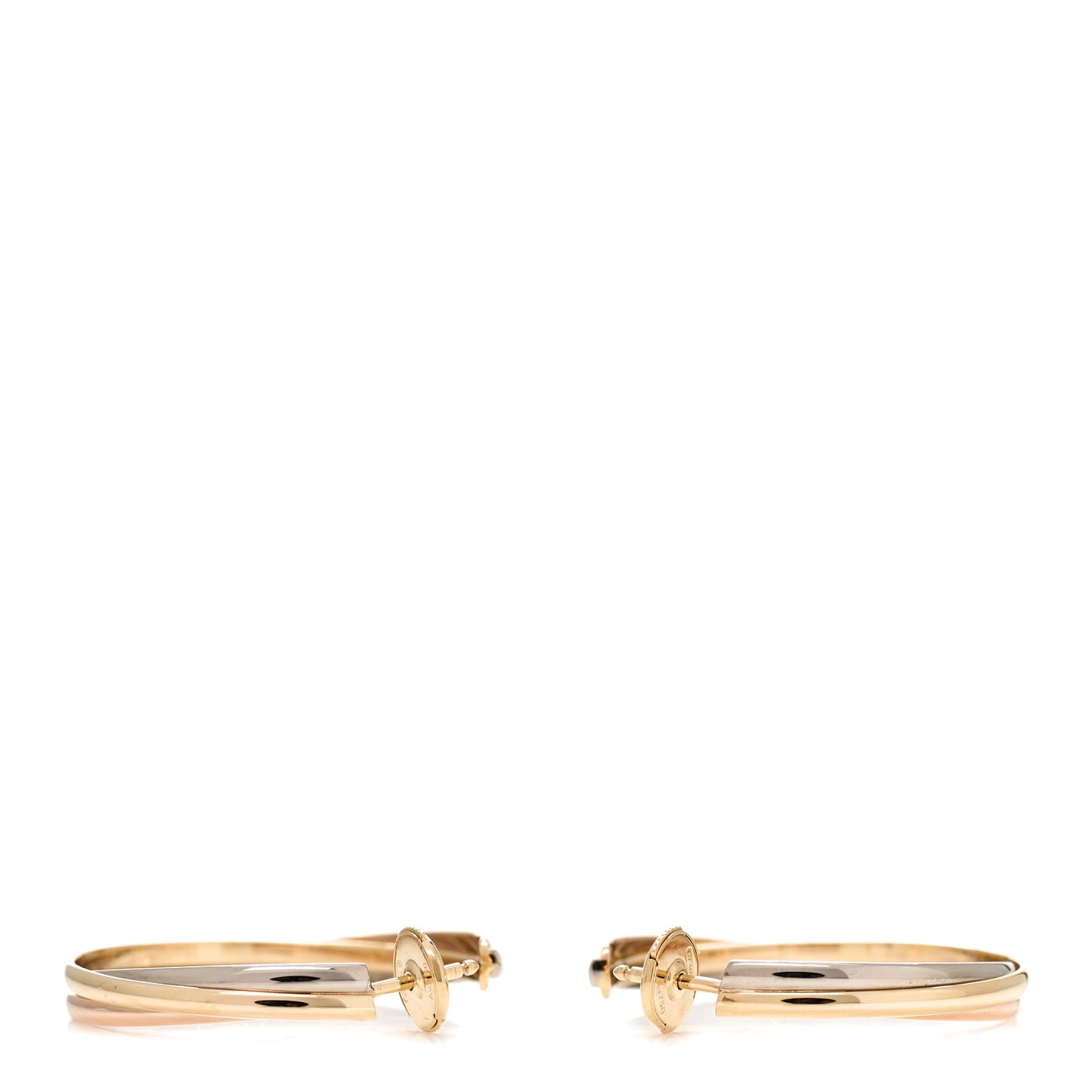 18K Pink Yellow White Gold Trinity Hoop Earrings