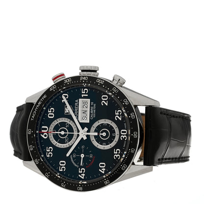 Tag Heuer Stainless Steel Alligator 43mm Carrera Calibre 16 Chronograph Automatic Watch Black CV2A10 2 of 4