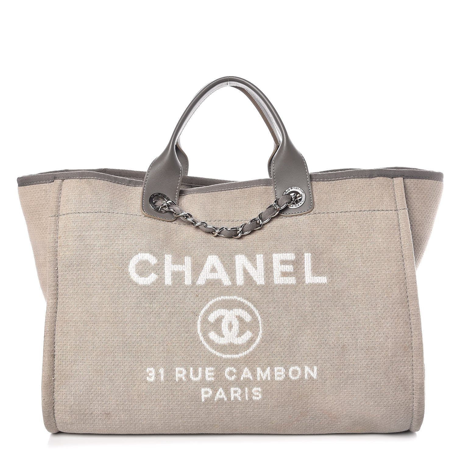 Chanel Canvas Large Deauville Tote Grey 1 of 11