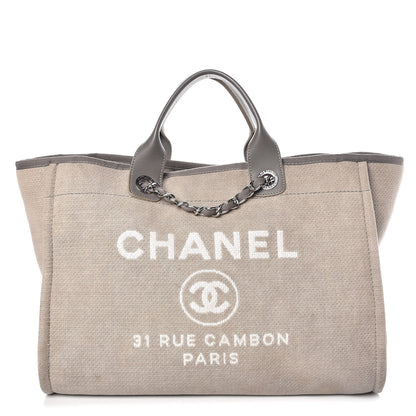 Chanel Canvas Large Deauville Tote Grey 1 of 11