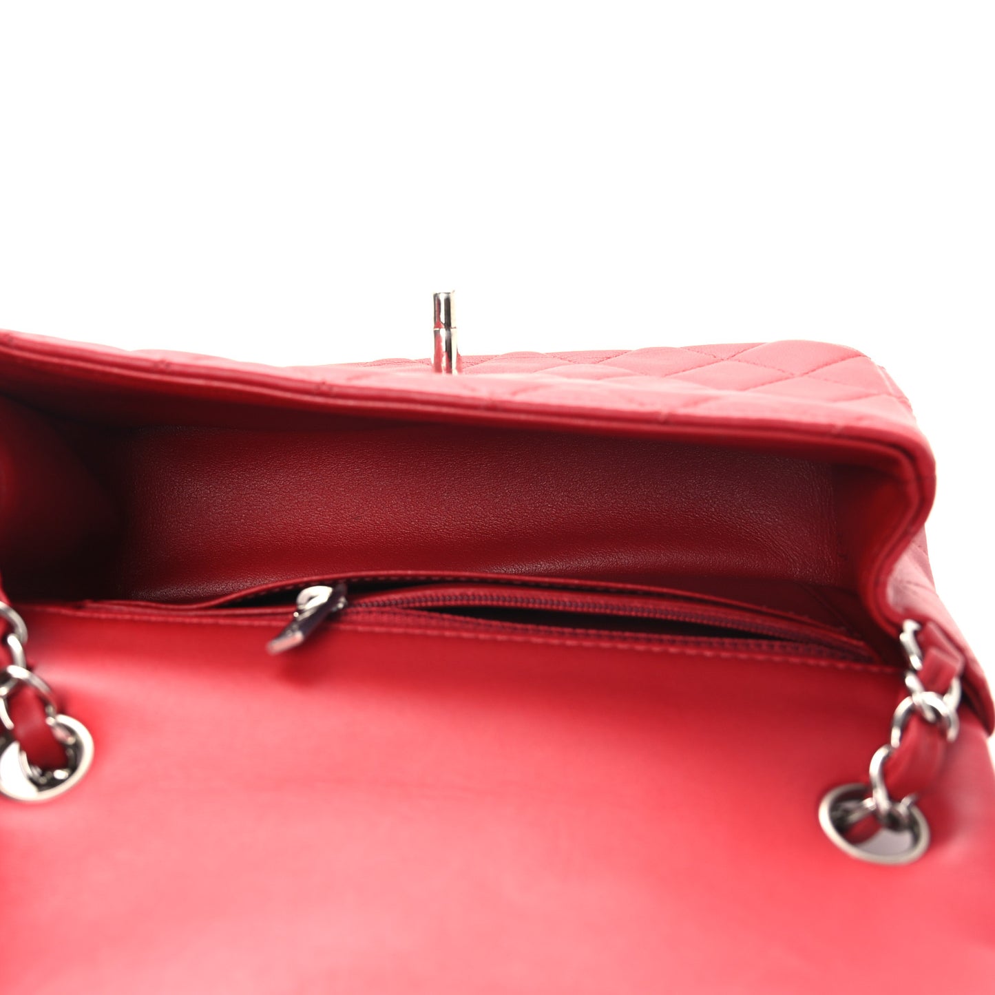 Lambskin Quilted Mini Rectangular Flap Red
