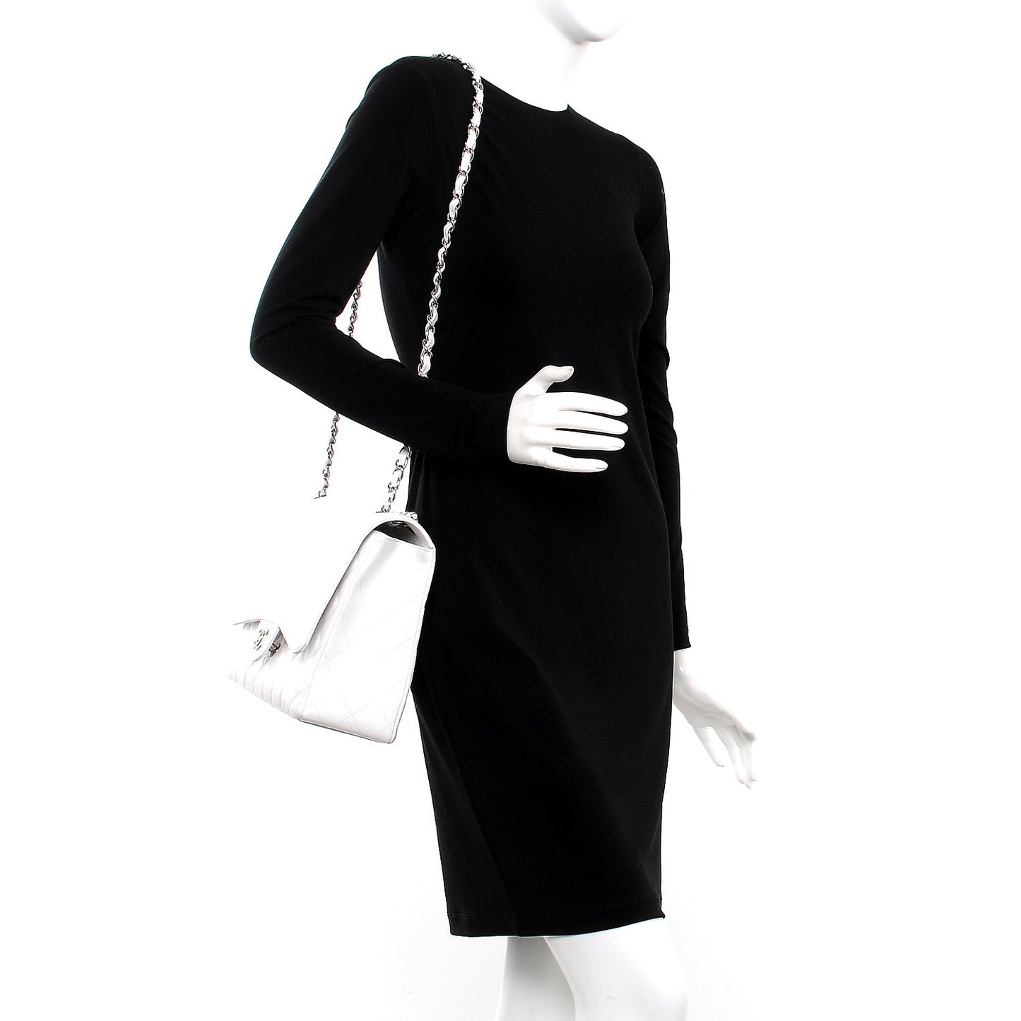Caviar Maxi Single Flap White