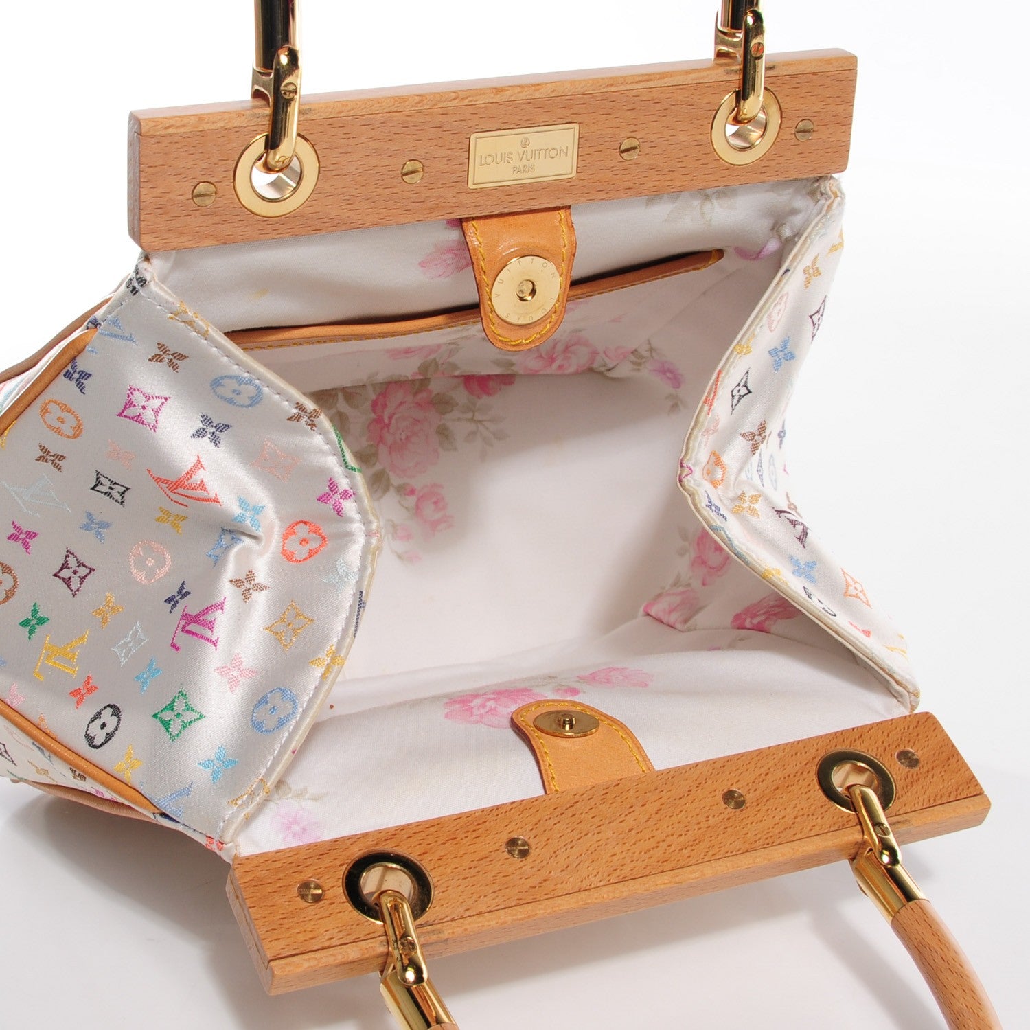 Louis Vuitton Silk Satin Monogram Multicolor Abelia White 5 of 7