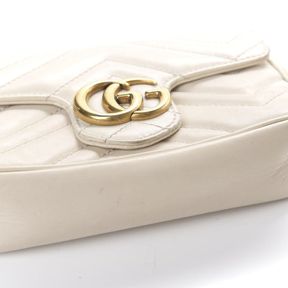 Gucci Calfskin Matelasse Super Mini GG Marmont Shoulder Bag White 7 of 17