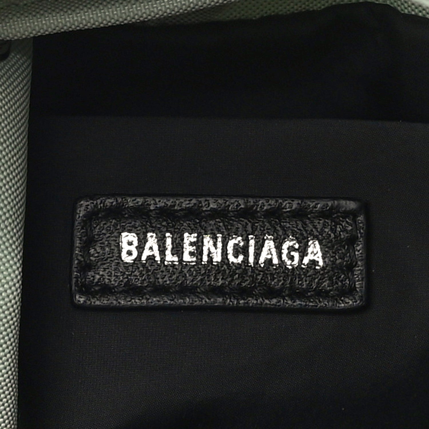 Balenciaga Recycled Sport Nylon Logo Embroidered Wheel Drawstring Bucket Bag Light Green White 6 of 9