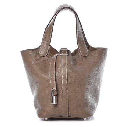 Hermes Taurillon Clemence Picotin Lock 18 PM Etoupe 1 of 9