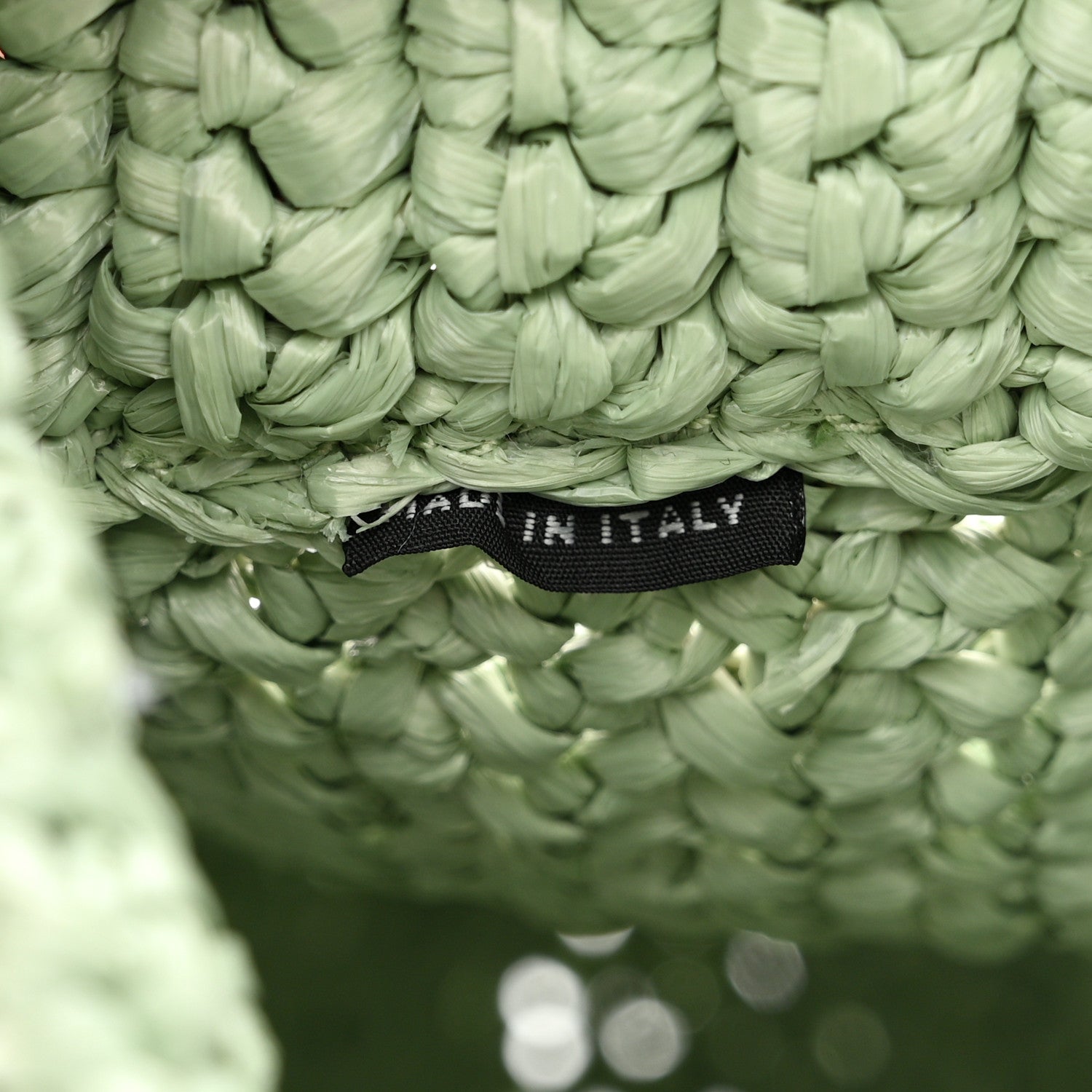 Prada Yarn Raffia Effect Crochet Small Logo Tote Acqua 7 of 10