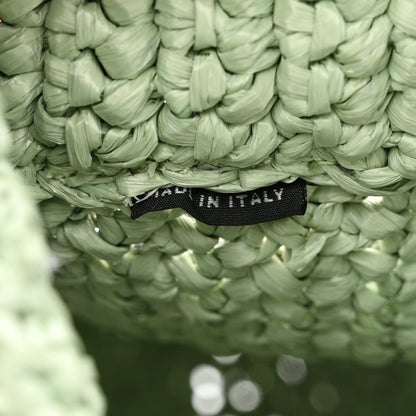 Prada Yarn Raffia Effect Crochet Small Logo Tote Acqua 7 of 10